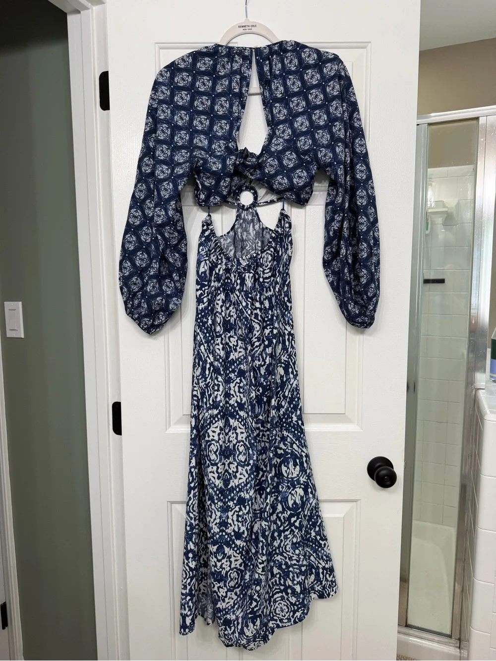 Abercrombie Long-Sleeve Plunge Cutout Maxi Dress